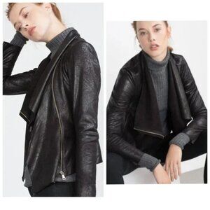 Women's Zara black faux suede drapey jacket